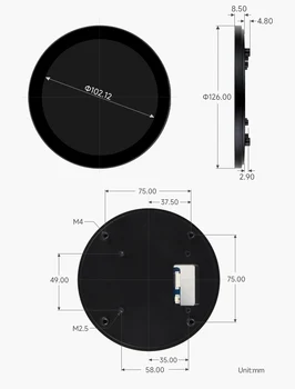 4-DSI-TOUCH-C, rundes kapazitives DSI-Touch-Display, 720 × 720, IPS-Anzeigefeld, 10-Punkt-Touch, volle Farbe