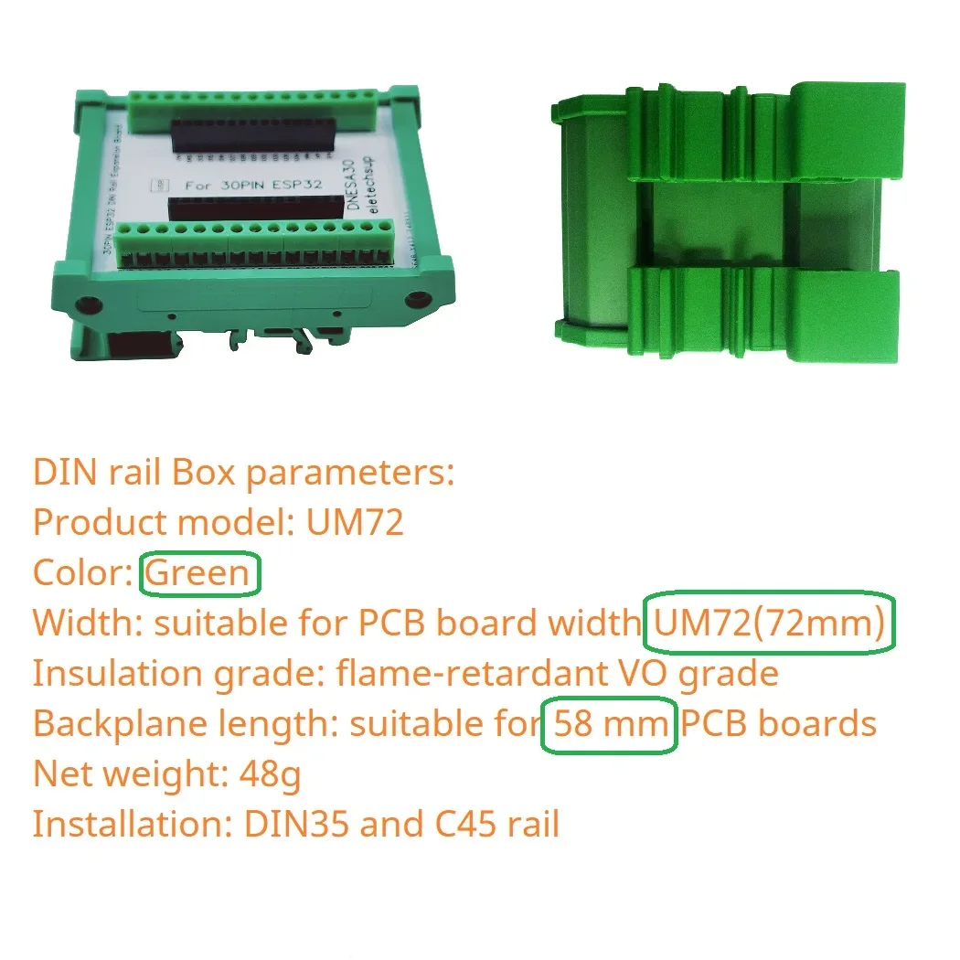 ESP32 DIN-Schienenmontage DIN35 C45 Schienen-Erweiterungsplatine 3,96 – Bild 4