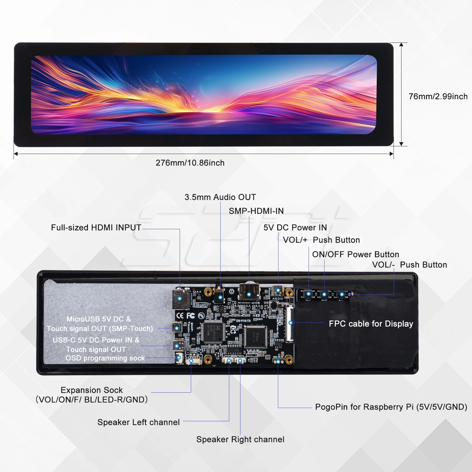 52Pi 11,26 Zoll kapazitiver Touchscreen 1920X440 HDMI-Display – Bild 5