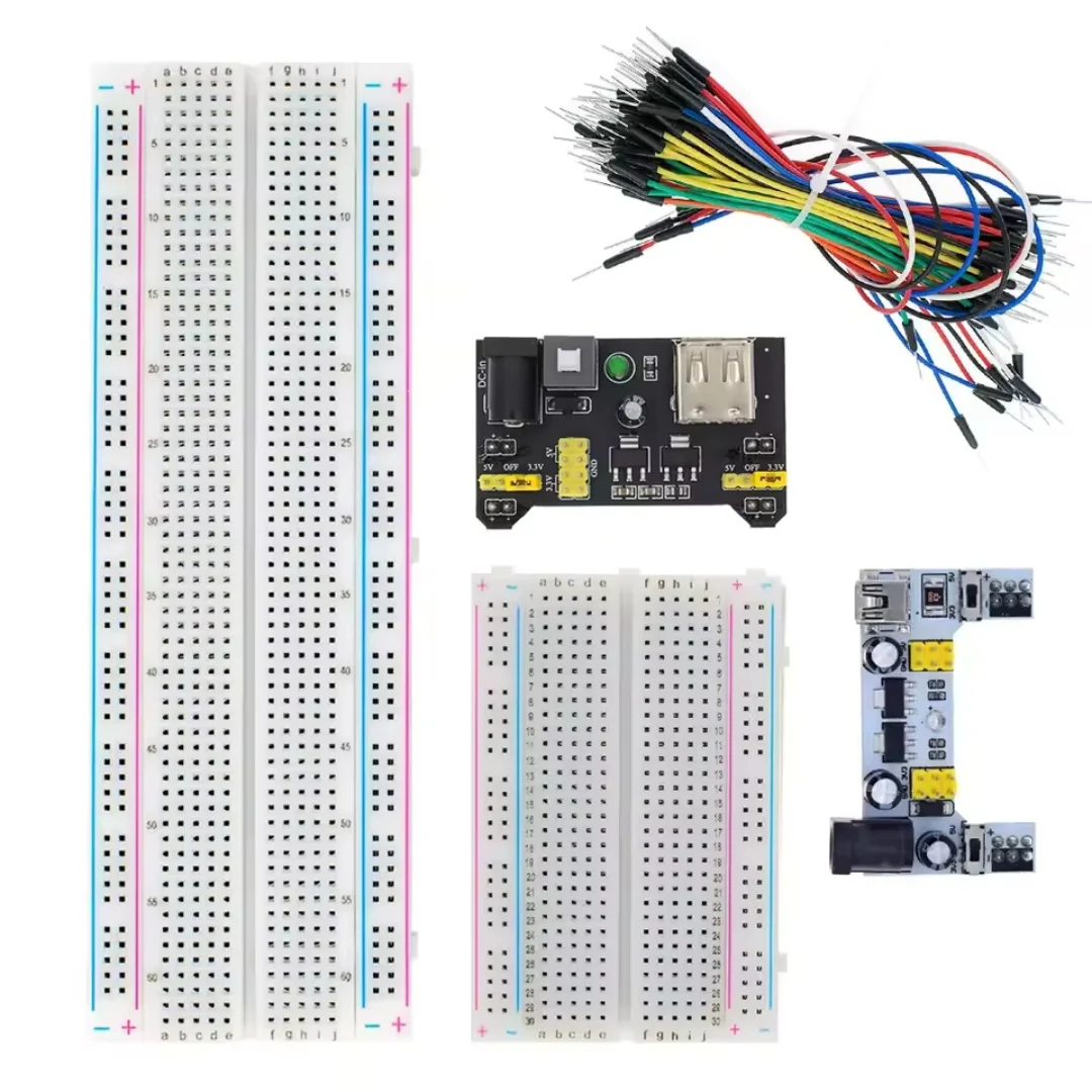 MB-102 Breadboard 400 830 Punkte lötfreie PCB-Prototypenplatine MB102 Leistungsmodul 65 flexible