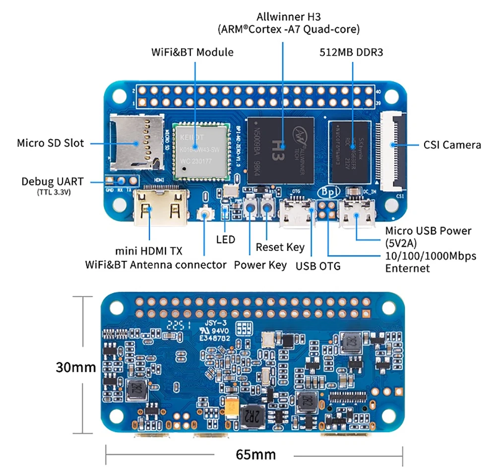 Banana Pi BPI-M2 Zero Einplatinencomputer Allwinner H3 Quad-Core – Bild 6
