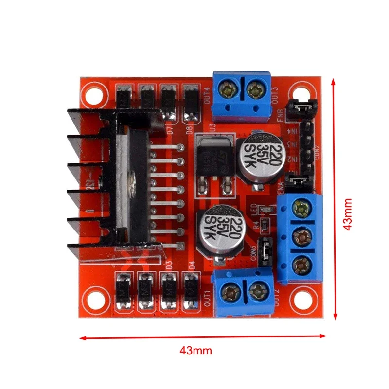 L298N Motor-Treiber-Steuerplatine L298 Modul für Arduino Dual H-Bridge – Bild 6