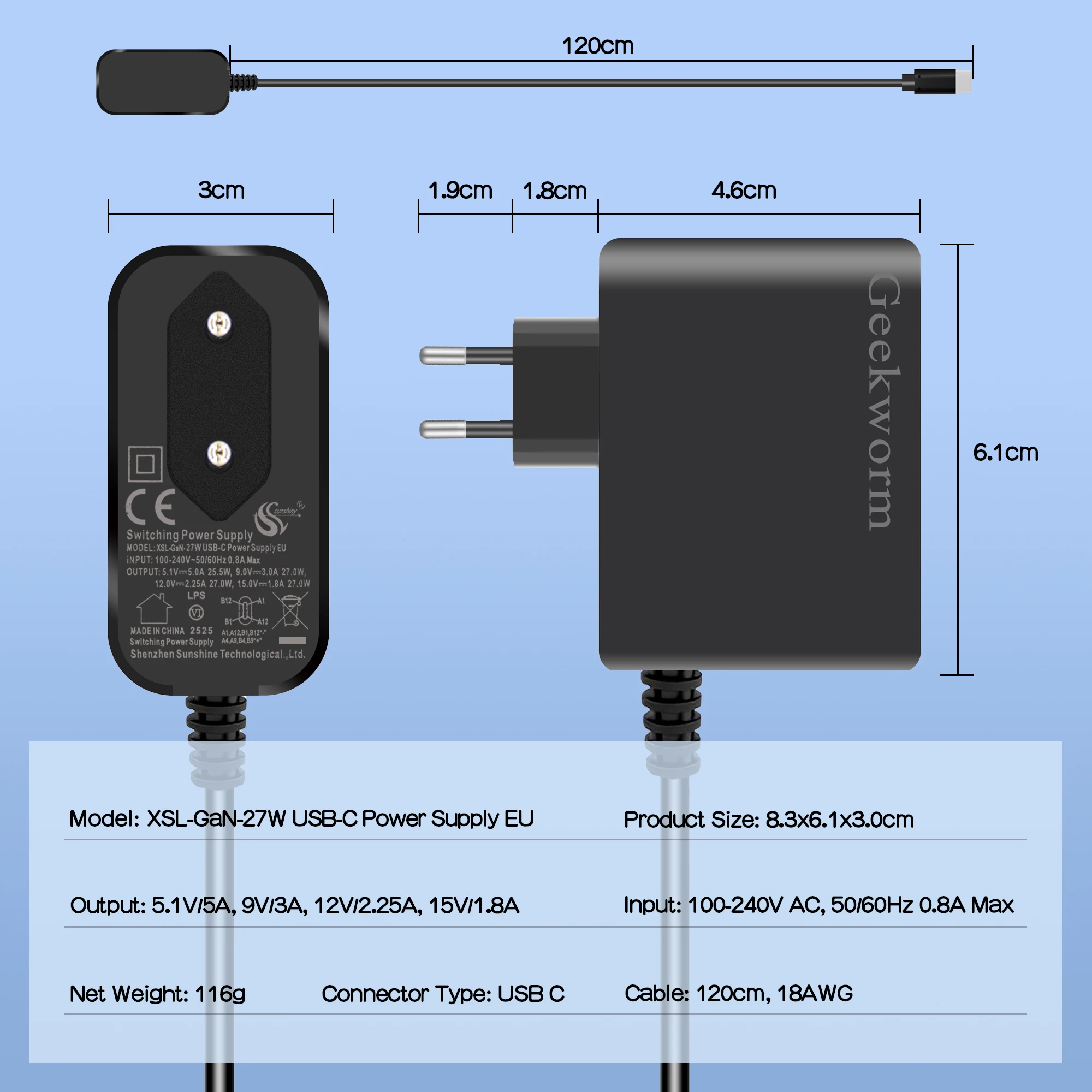 Geekbord Raspberry Pi 5 Netzteil XSL-GaN-PD 27 W 5,1 V 5 A USB-C – Bild 6