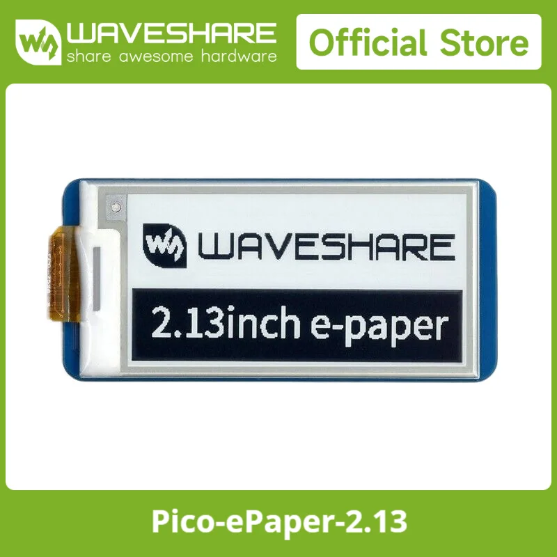 Waveshare 2,13 Zoll E-Paper E-Ink-Anzeigemodul für Raspberry Pi Pico, 250*122, Schwarz/Weiß, SPI