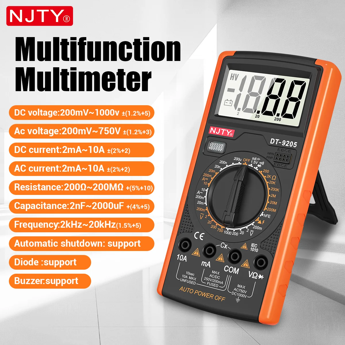 Digitales Multimeter, Handbuch, Professionelles Multimetro, AC/DC-Spannungs-, Strom- und Frequenztester