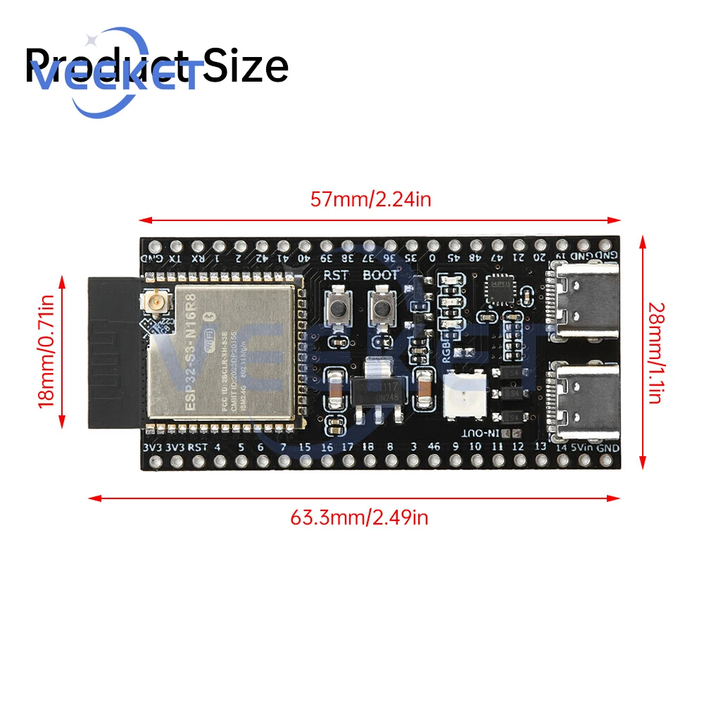 ESP32-S3 2,4 GHz WiFi Bluetooth Modul ESP32-S3-WROOM-1 N16R8 N8R2 – Bild 5
