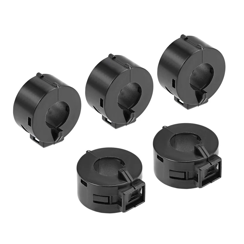15 mm Ferritkerne Ring Clip-On RFI EMI Geräuschunterdrückung Filterkabel Clip, Schwarz 5/10 Stück