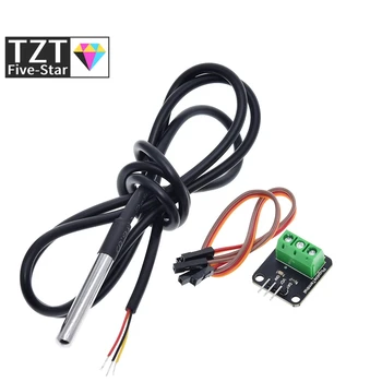 DS18B20 Temperatur Sensor Modul Kit Wasserdichte 100CM Digitale Sensor Kabel Edelstahl Sonde Terminal Adapter