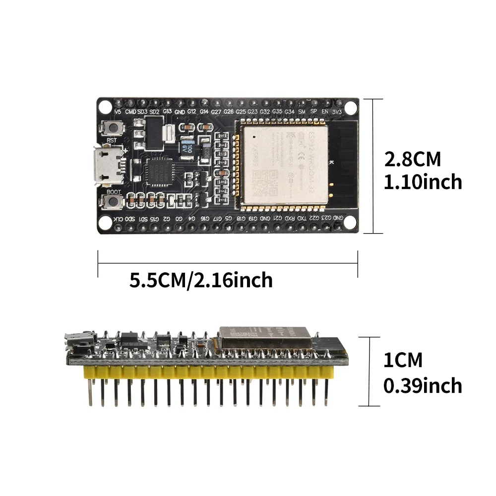 ESP32 Entwicklungs platine TYPE-C/MICRO USB CP2102 WiFi Bluetooth Dual – Bild 5