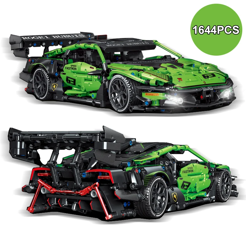MOC Technische Grüne Racing Auto Bausteine Set Modell Kit DIY Montage Ziegel STEM Pädagogisches Spielzeug