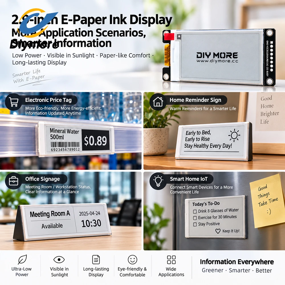 2,9 Zoll E-Paper E-Ink Display-Modul SSD1680Z 128×296 SPI Schwarz-Weiß – Bild 2