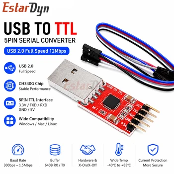 Estardyn CP2102 USB 2.0 zu TTL UART Serieller Konverter Modul Adapter STC Downloader 3.3V 5V 6-Pin