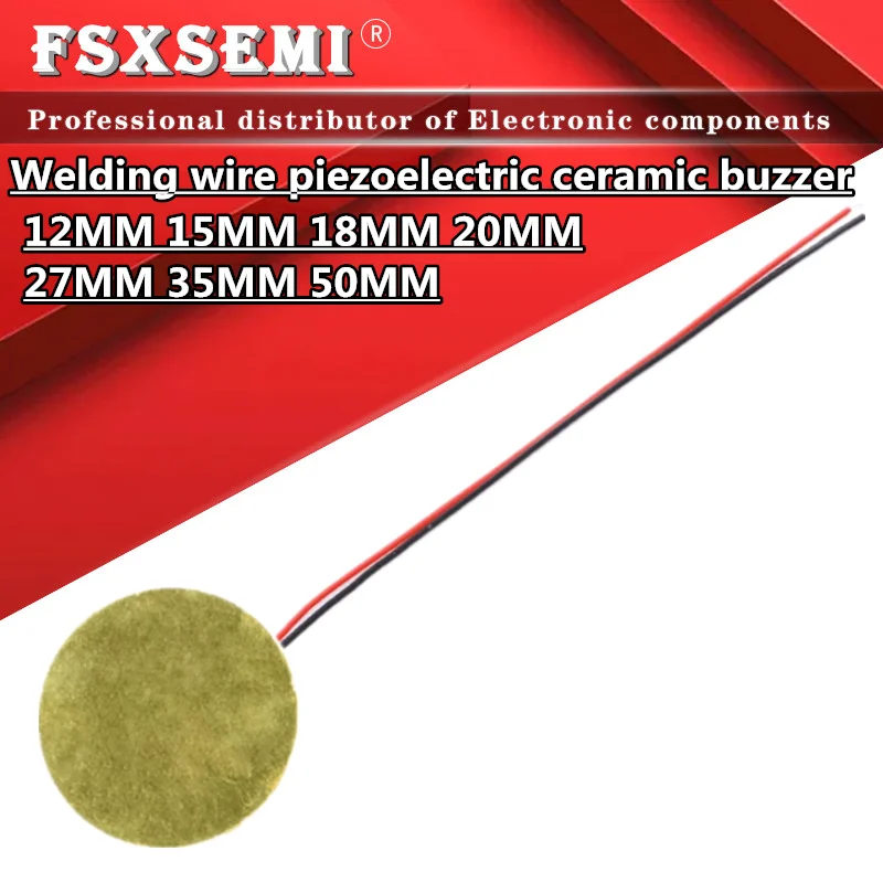 12mm 15mm 18mm 20mm 27mm 35mm 50mm Summer Piezo elemente Echolot Sensor Trigger Drum Disc Draht (5 Stück)