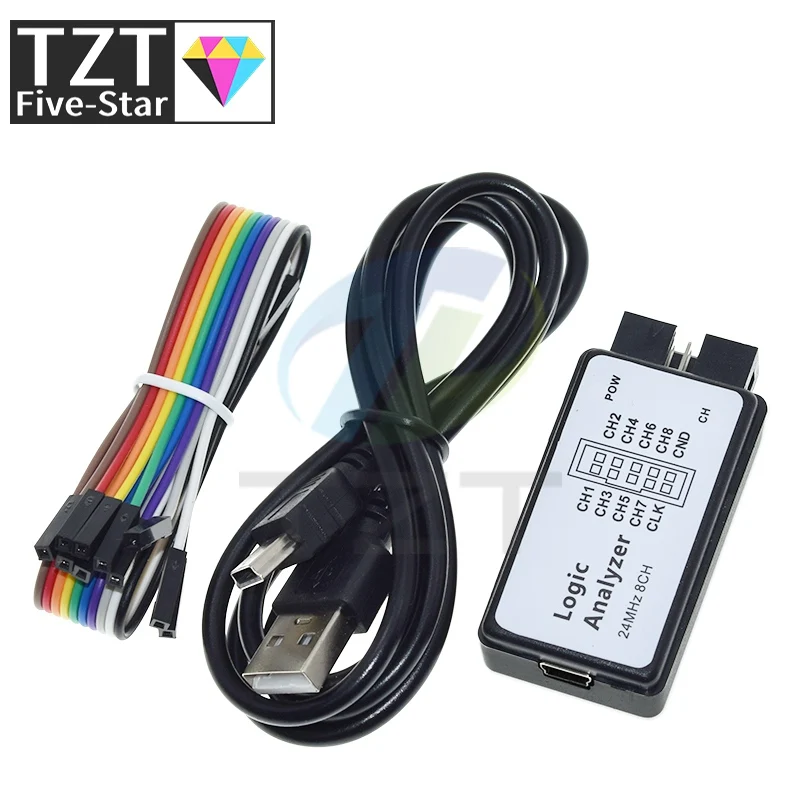 USB Logic Analysator 24MHz 8 Kanal 24M/sekunden Logic Analysator – Bild 3
