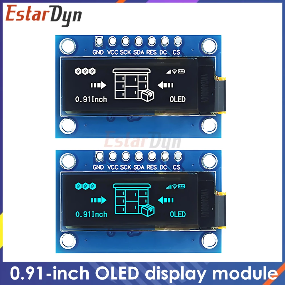 0,91 Zoll 128x32 SSD1306 SPI OLED-Displaymodul Weiß Blau - Für Board, DIY-Projekt