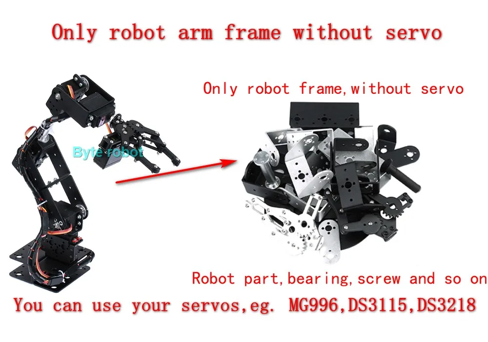 Roboterarm-Bausatz 6 DOF Programmierbarer Roboterarm DIY-Kit für Arduino Raspberry Pi Roboter für UNO/ESP32