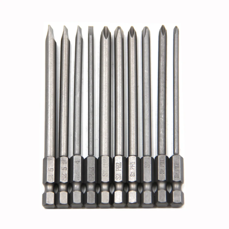 Kreuz 100mm Sechskantgriff Schraubendreher-satz Magnetische Gerade Erweiterte Schraubendreher (10 Stück)