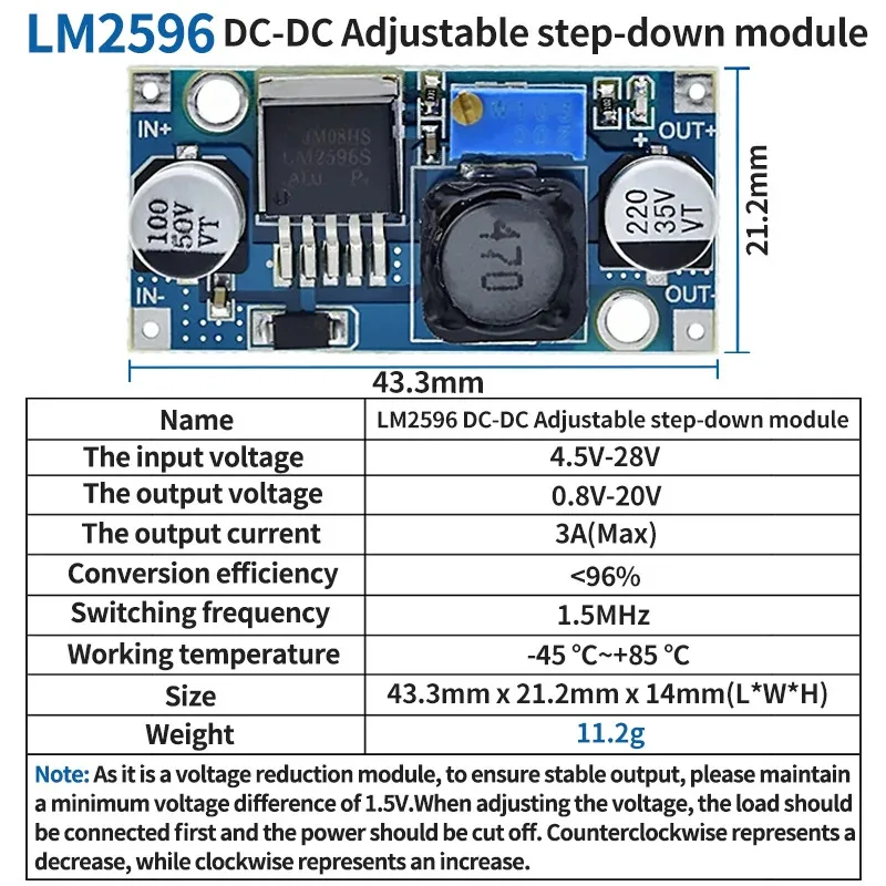 LM2596 DC-DC-Abwärtswandler 3,0-40V zu 1,5-35V – Bild 4