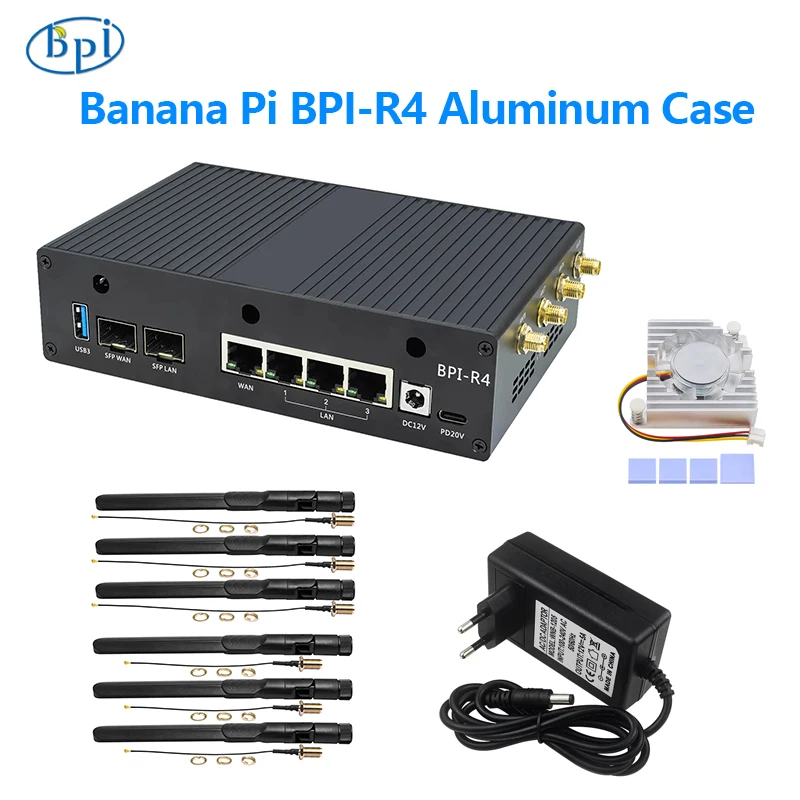 Banana Pi BPI-R4 Aluminiumgehäuse, Schutzhülle, perfekt für BPI-R4 Entwicklungsboard