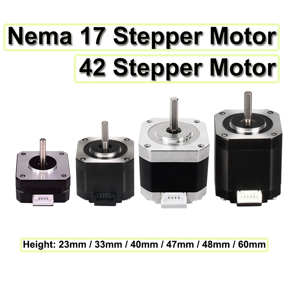 Nema 17 Schrittmotor 0,42N.m 2-Phasen Höhe 23/33/40/47/48/60mm 42er Schrittmotor für 3D-Drucker CNC Gravur