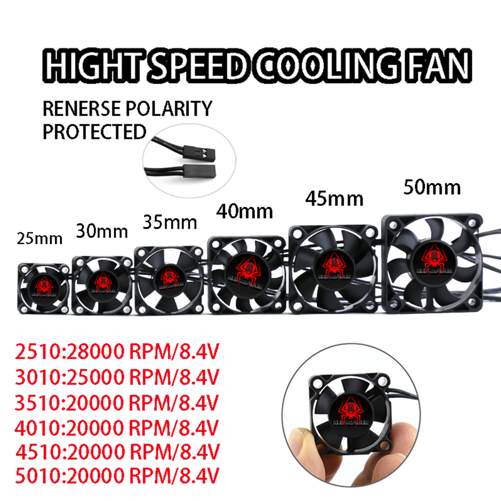 25/30/40/50mm RC Lüfter 5-12V DC 16380RPM Kühlkörper Hohe Wind Schnelle Kühlung Futaba Stecker 30/60/120/150A