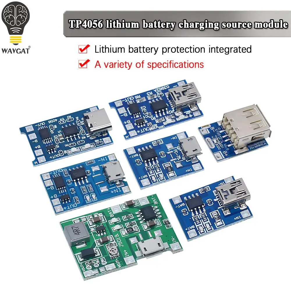 Micro USB 5V 1A 18650 TP4056 Lithium-Batterie-Ladegerät-Modul Ladeplatine mit Schutz (5 Stück)