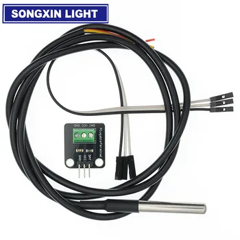 DS18B20 Temperatursensormodul-Kit, wasserdicht, 100 cm, digitales Sensorkabel, Edelstahl-Sondenklemmen-Adapter