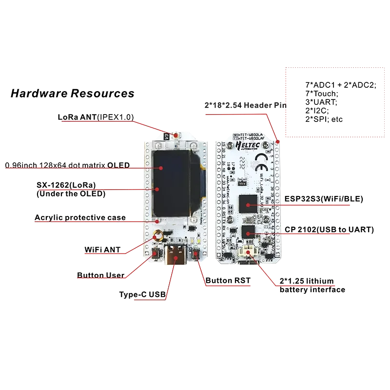 Heltec V3 Dev-Board WIFI LoRa 32 V3 mit SX1262 und ESP32-S3FN8 Chip – Bild 3