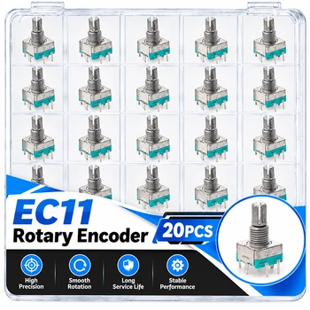 EC11 360-Grad-Drehgeber mit Druckknopf, 5-poliger Griff, lang, 15/20 mm, digitales Potentiometer
