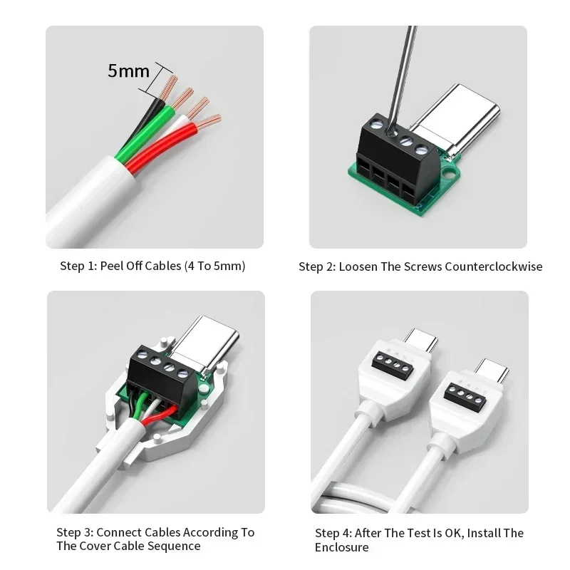 DIY USB-C Lötloser Adapter USB Typ-C Stecker Klemmenblock – Bild 5