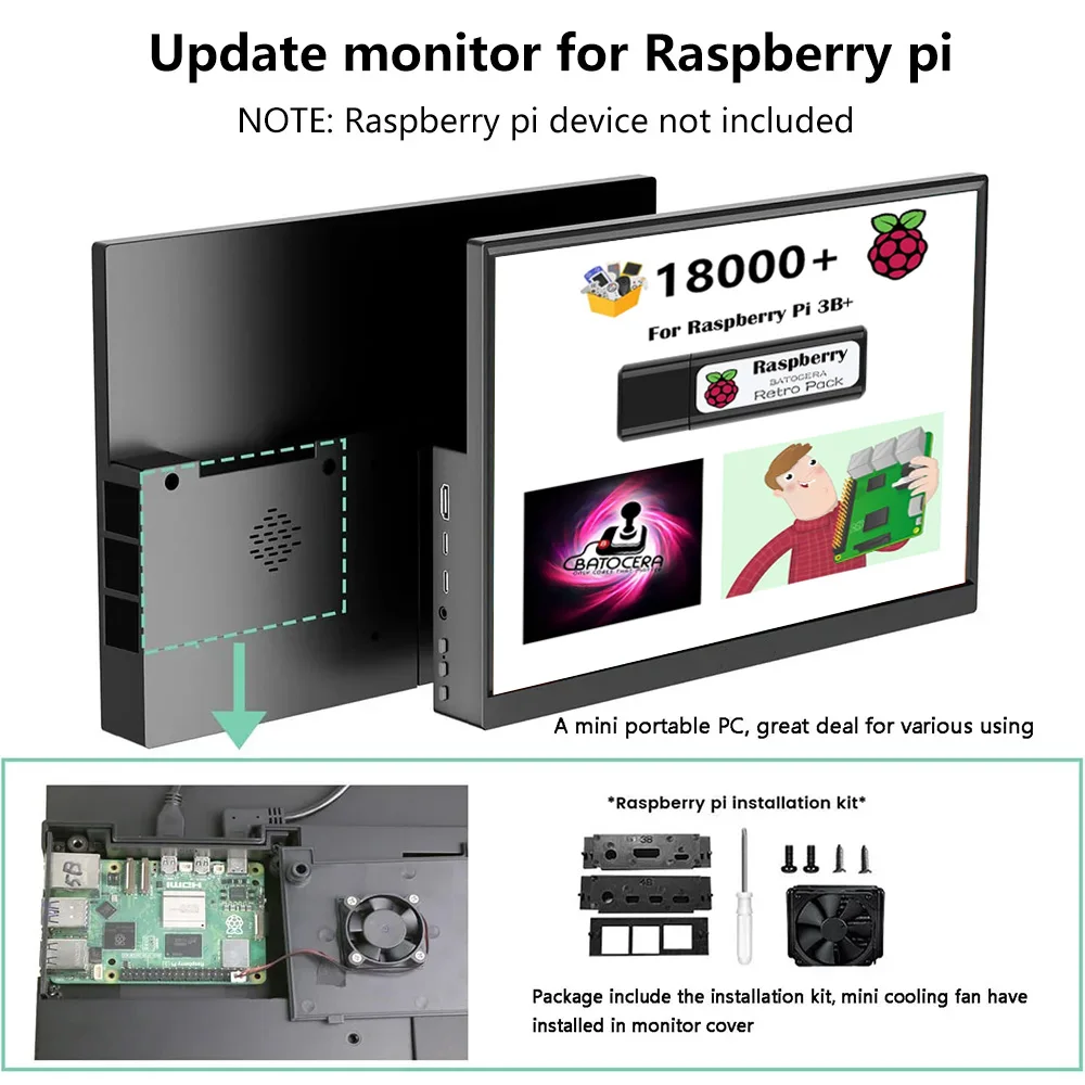 14 Zoll Touchscreen-Monitor für Raspberry Pi 5/4B/3B+3B, IPS-Display – Bild 3