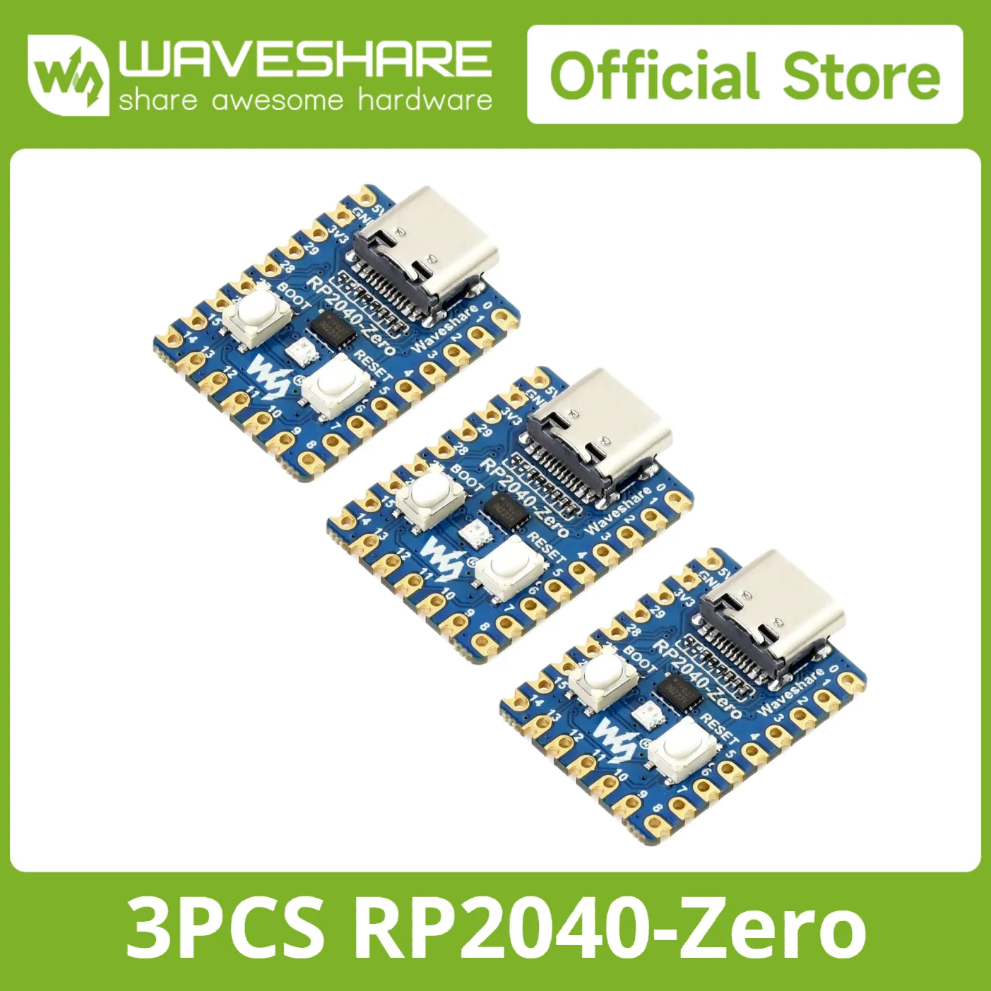 Waveshare RP2040-Zero basierend auf Raspberry Pi Mikrocontroller RP2040. Ein kostengünstiges (3 Stück)
