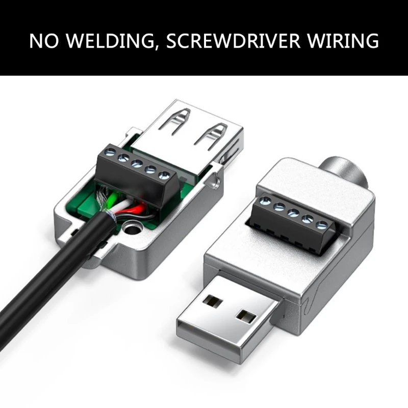 USB2.0 Lötfreier Adapter Metallgehäuse USB 2.0 Stecker Klemmenblock Datenanschluss USB Schraubklemmenplatine