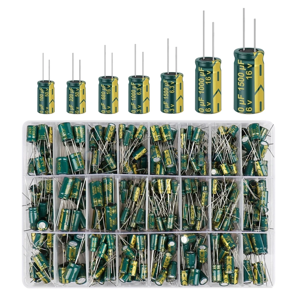 15/24/36 Werte 225/460/925 Stück Aluminium-Kondensatoren-Set 16V-50V Aluminium-Elektrolyt-Kondensatoren