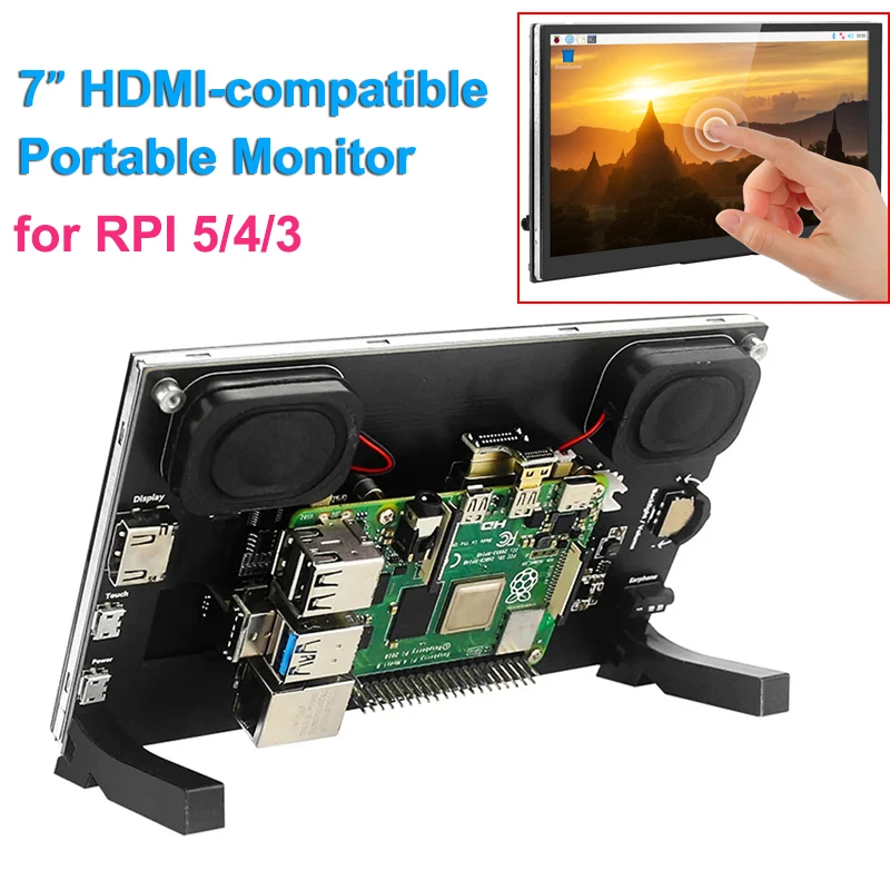 Raspberry Pi 5 7 zoll IPS Touchscreen Monitor 1024X600 HDMI-kompatibel LCD Modul Mini PC Tragbare Monitor