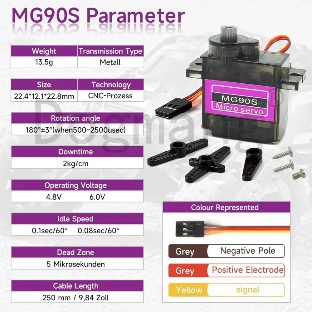 Mg90s Micro Servo 2/4/8/10/20/30 Stück Vollmetallgetriebe 9g SG90 – Bild 4