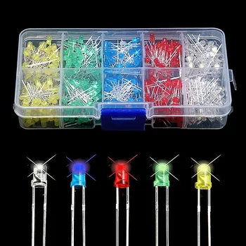 3mm 5mm,LED Dioden Assorted Kit, Weiß Grün Rot Blau Gelb, LED Licht Emittierende Diode Elektronische Kit