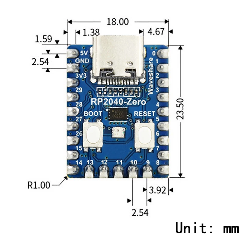 Raspberry pi pico entwicklungs board modul RP2040-Zero mini mikro – Bild 2