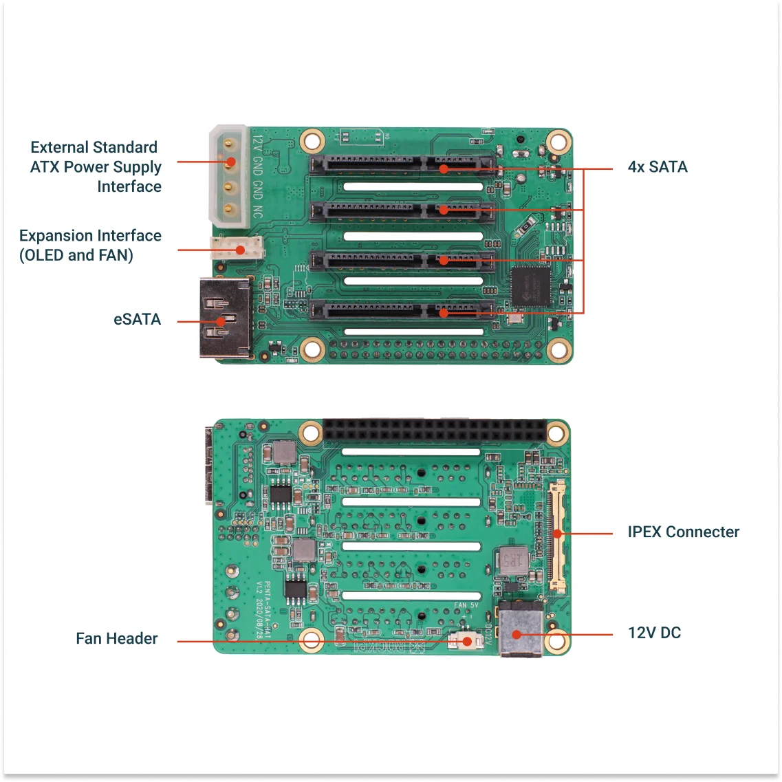 Radxa Penta SATA HAT - Bis zu 5x SATA-Laufwerke HAT für Raspberry Pi 5 – Bild 4