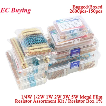 1/4W 1/2W 1W 2W 3W 5W Metallfilm-Widerstandssortiment 1% 0,25W 0,5W Widerstandsset Elektronische (2600 Stück)
