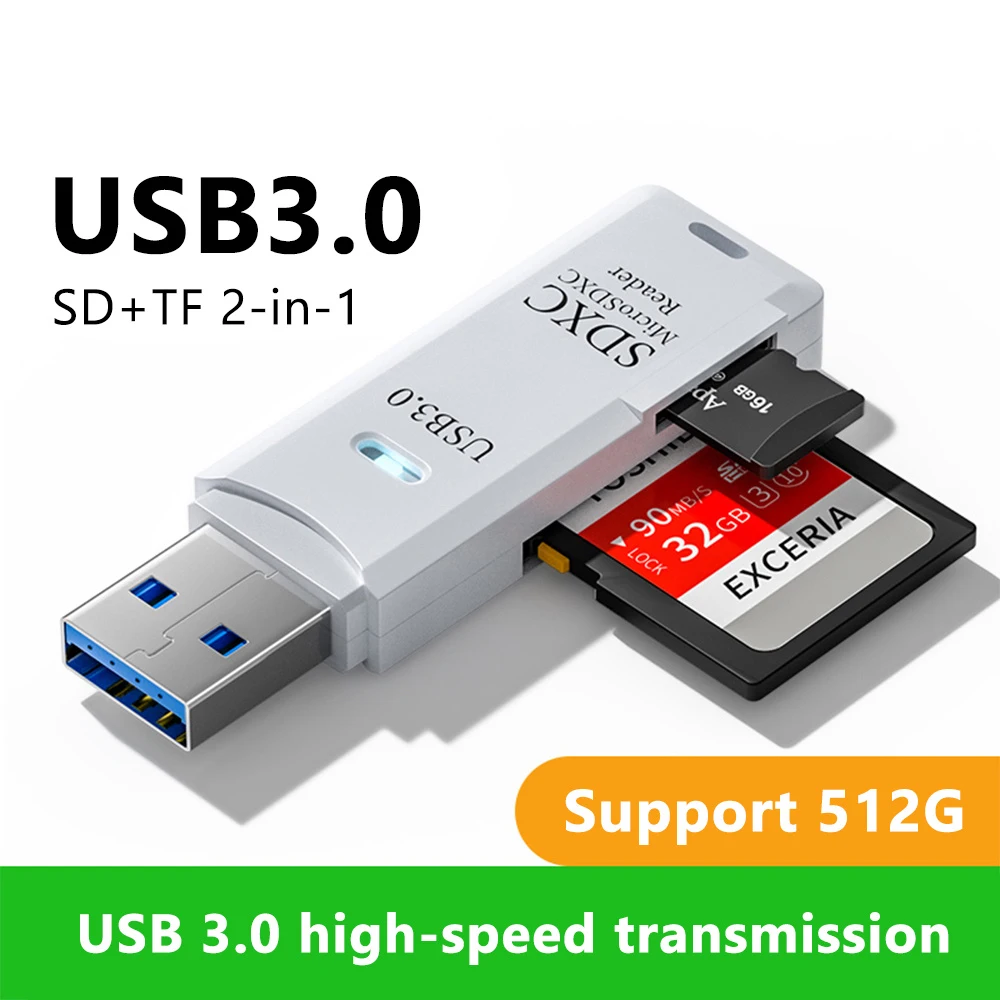2-in-1 USB 3.0 2.0 Kartenleser Micro SD Kartenleser USB-Adapter Hochgeschwindigkeitskartenleser