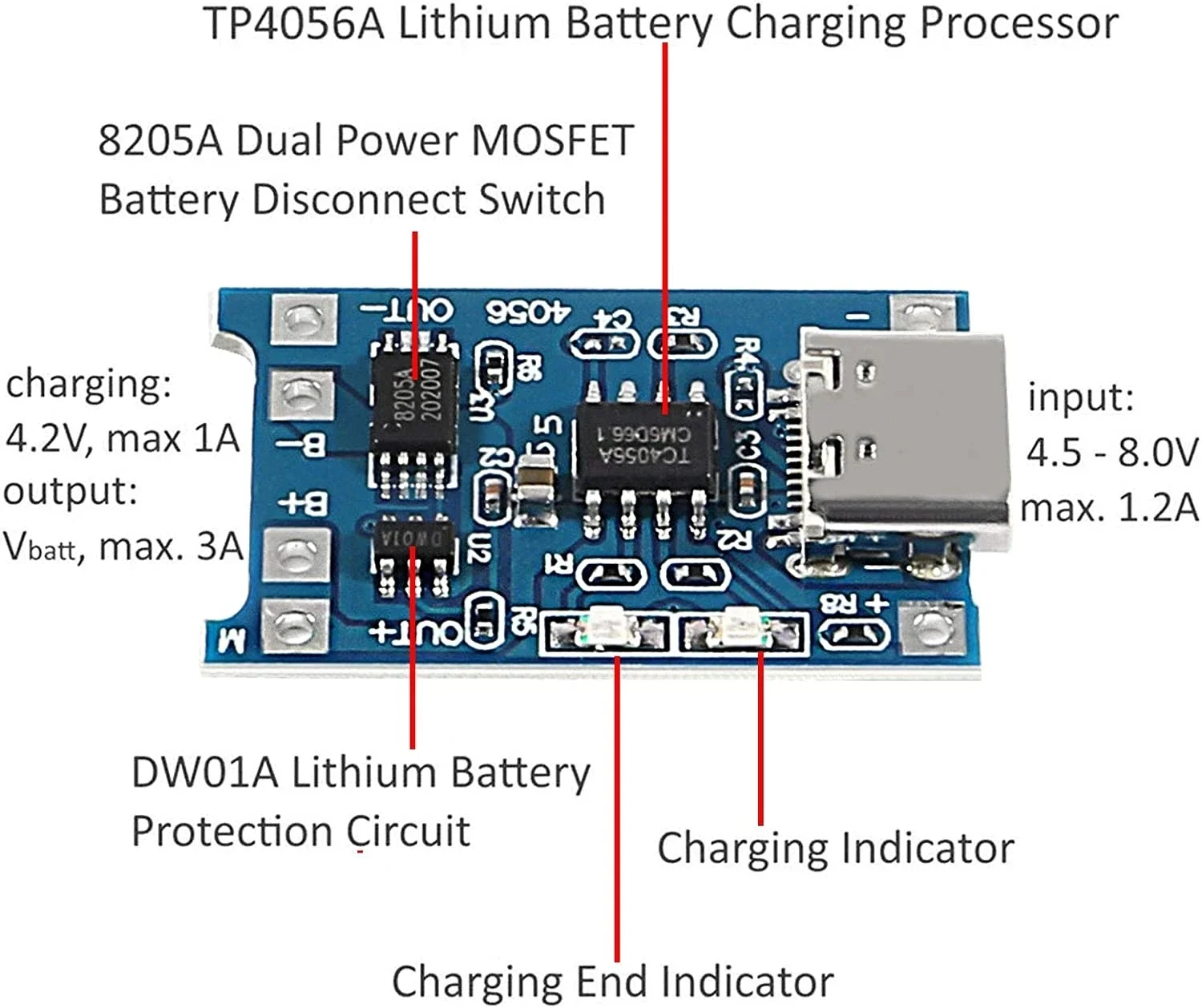5V 1A Micro/Type-C/Mini 18650 TP4056 Lithium-Akku-Lademodul Ladeplatte – Bild 5
