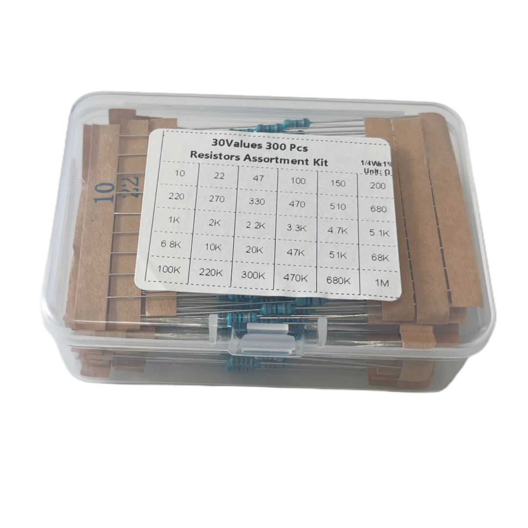 30 Arten von 5-Farben-Band 1/4W Metallfilm-Widerstandskombinations-Kit, 10 Stück pro Art, insgesamt 300 Stück