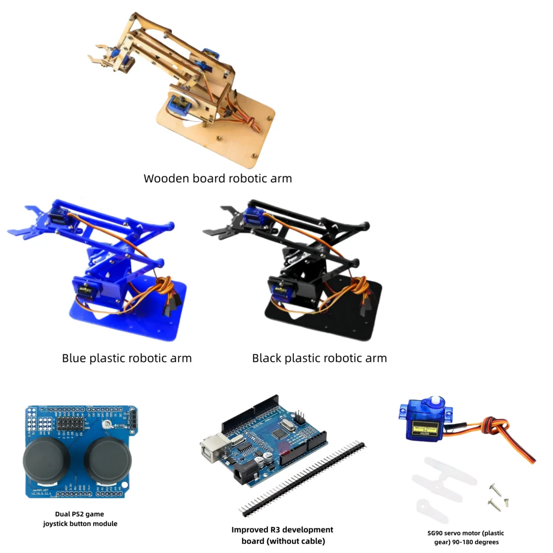 SG90 (90-180 ° Servo-Roboterarm-Kit, enthält 4 Servos, 1 Entwicklungsboard, 1 Joystick-Modul und eine vollständige Arm-Baugruppe – Bild 2