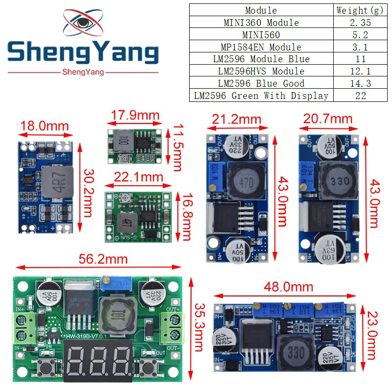 MP1584EN MINI360 MINI560 DC-DC LM2596 LED-Eingang 4V-35V Ausgang 1,23V-30V 3-5A Einstellbares