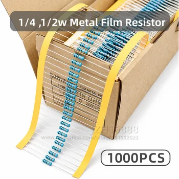Metallfilm-Widerstände 1% 0,25 W 0,5 W 1/4W 1/2W Widerstand 10R, 100R, 220R, 330R, 1K, 2,2K (1000 Stück)