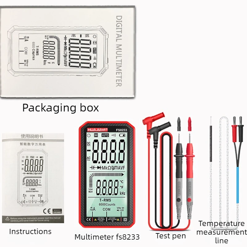 Digitales Multimeter mit 6000 Anzeigen, Smart-Großbildschirm, AC/DC Auto-Range-Sensor, Spannungs