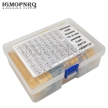 130 Werte 1/4 W 0,25 W 1% Metallschichtwiderstände Sortiertes Paket Kit Set Lot Widerstände (2600 Stück)