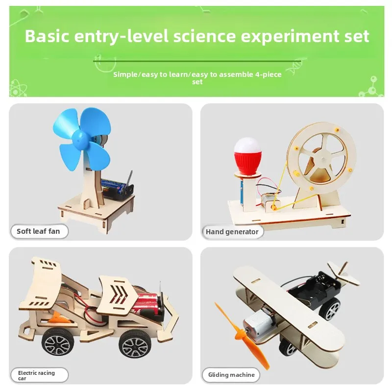 Kinder DIY Technologie-Projekt Wissenschafts-Experimentier-Set Holz-Bausatz Auto Flugzeugmodell STEM