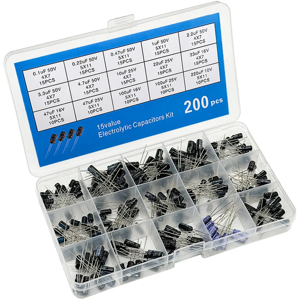15 Werte Elektrolytkondensator-Sortiment-Set 10V 16V 25V (200 Stück) – Bild 3